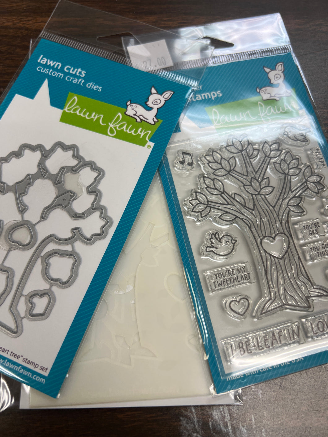 Heart tree stamp die stencil set by lawn fawn