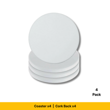 Load image into Gallery viewer, Craft Express 4 Pack 3.5" Round Ceramic Sublimation Coasters – Glossy White with Cork Back