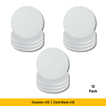 Load image into Gallery viewer, Craft Express 4 Pack 3.5" Round Ceramic Sublimation Coasters – Glossy White with Cork Back