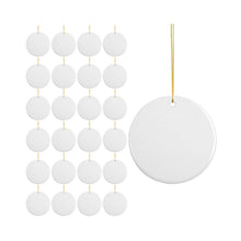 Load image into Gallery viewer, Craft Express 3" Round Double-Sided Sublimation Ceramic Ornaments – Glossy White with Strings