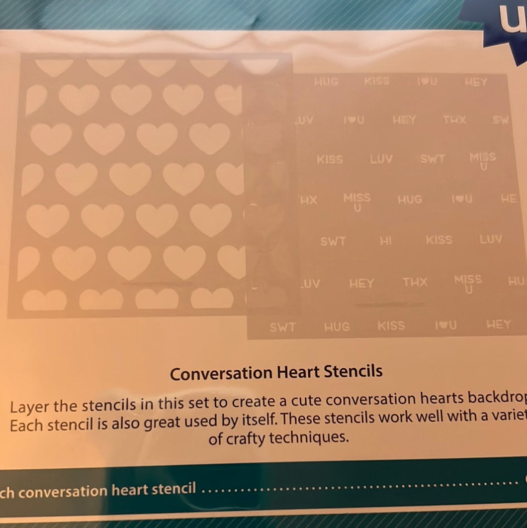 conversation heart stencil set by Lawn Fawn