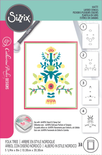 Folk tree stencil set by Catherine pooler & sizzix
