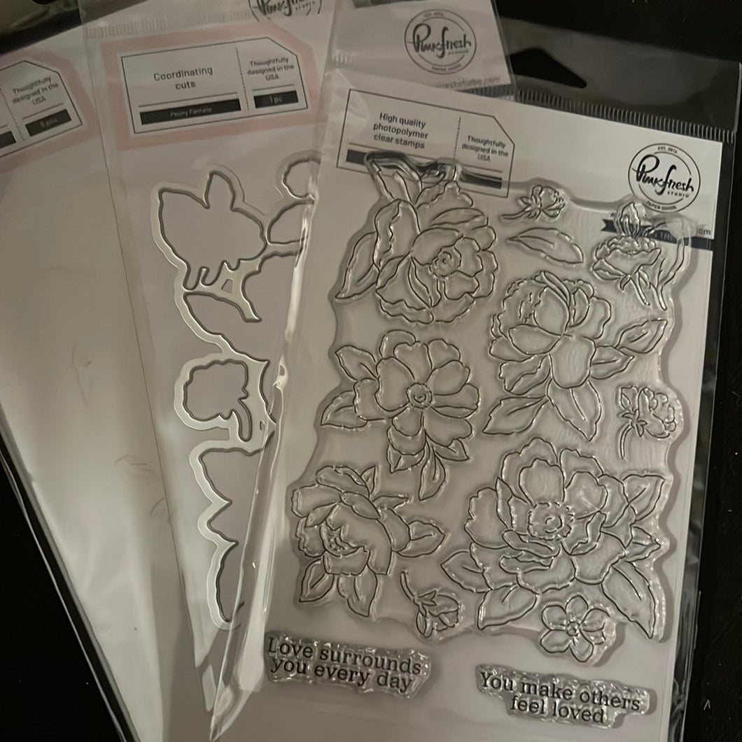 Peony fantasy die stencil stamp by pinkfresh