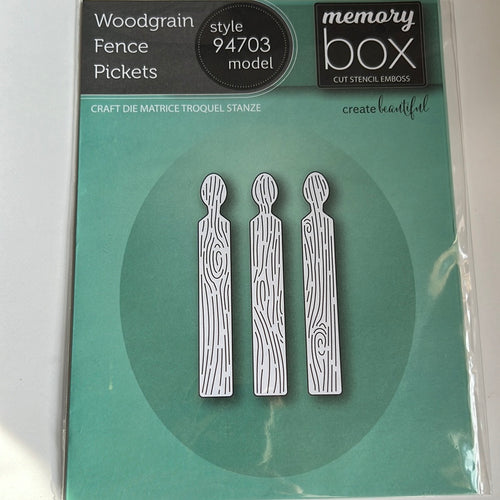 Woodgrain fence pickets die by memory box