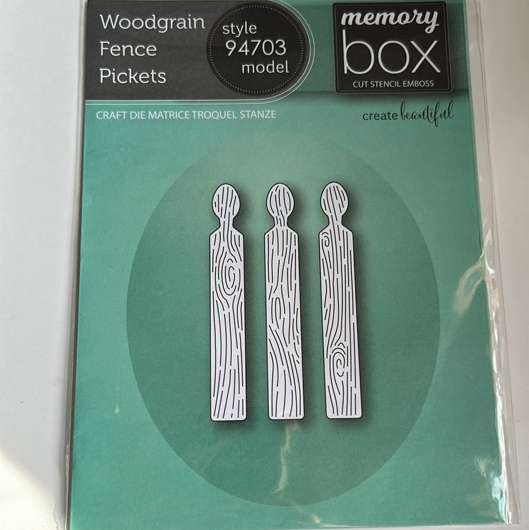 Woodgrain fence pickets die by memory box
