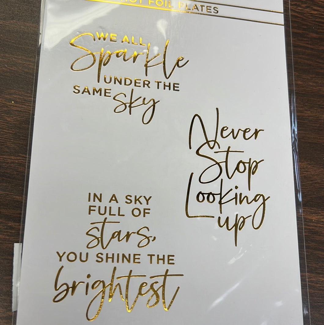 Celestial sentiments hot foil plate by spellbinders