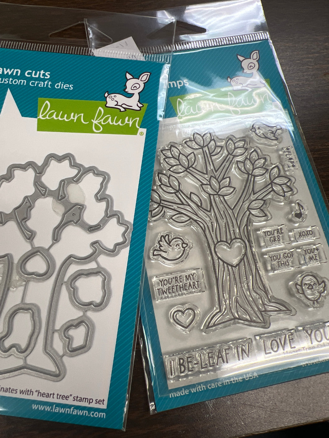Heart tree stamp die set by lawn fawn