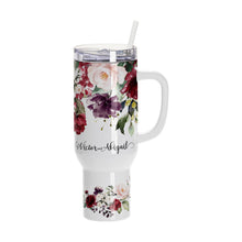 Load image into Gallery viewer, Craft Express 40oz White Travel Tumbler with Lid, Straw &amp; Handle, Sublimation Ready