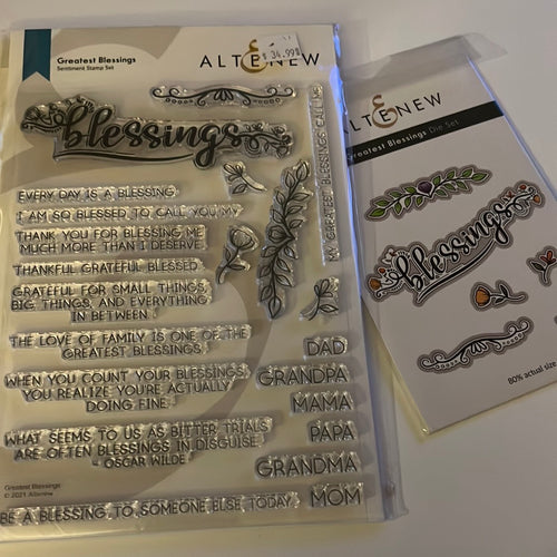 Greatest blessings die and stamp by Altenew