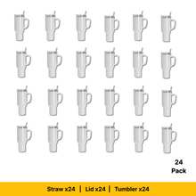 Load image into Gallery viewer, Craft Express 40oz White Travel Tumbler with Lid, Straw &amp; Handle, Sublimation Ready