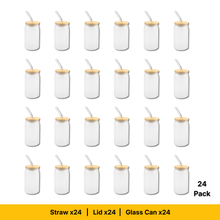 Load image into Gallery viewer, Craft Express 18oz Frosted Glass Cans with Bamboo Lids &amp; Straws – Sublimation-Ready