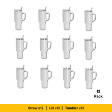 Load image into Gallery viewer, Craft Express 40oz White Travel Tumbler with Lid, Straw &amp; Handle, Sublimation Ready
