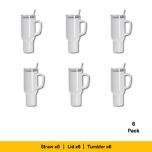 Load image into Gallery viewer, Craft Express 40oz White Travel Tumbler with Lid, Straw &amp; Handle, Sublimation Ready