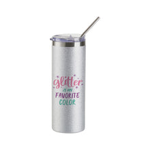 Load image into Gallery viewer, Craft Express 1 Pack 20oz Silver Glitter Sublimation Tumbler with Lid &amp; Straw