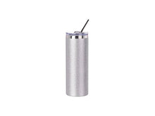 Load image into Gallery viewer, Craft Express 1 Pack 20oz Silver Glitter Sublimation Tumbler with Lid &amp; Straw