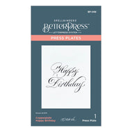 Copperplate Happy Birthday betterpress plate by spellbinders