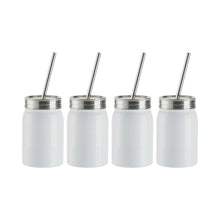Load image into Gallery viewer, Craft Express 4 Pack 17oz Stainless Steel Sublimation Mason Jars with Straws