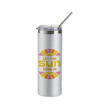 Load image into Gallery viewer, Craft Express 4 Pack 20oz Silver Glitter Stainless Steel Skinny Sublimation Tumblers