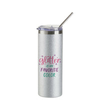 Load image into Gallery viewer, Craft Express 4 Pack 20oz Silver Glitter Stainless Steel Skinny Sublimation Tumblers