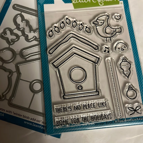 Winter birds add on stamp & die set by Lawn Fawn