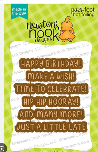 Birthday  sentiments hot foil plate-by newtons nook