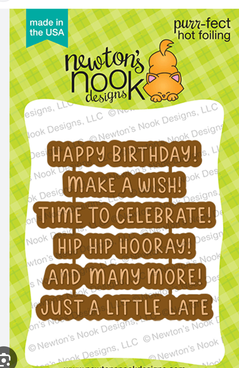 Birthday  sentiments hot foil plate-by newtons nook