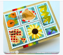 Load image into Gallery viewer, postage collage harvest stencil by waffle flower
