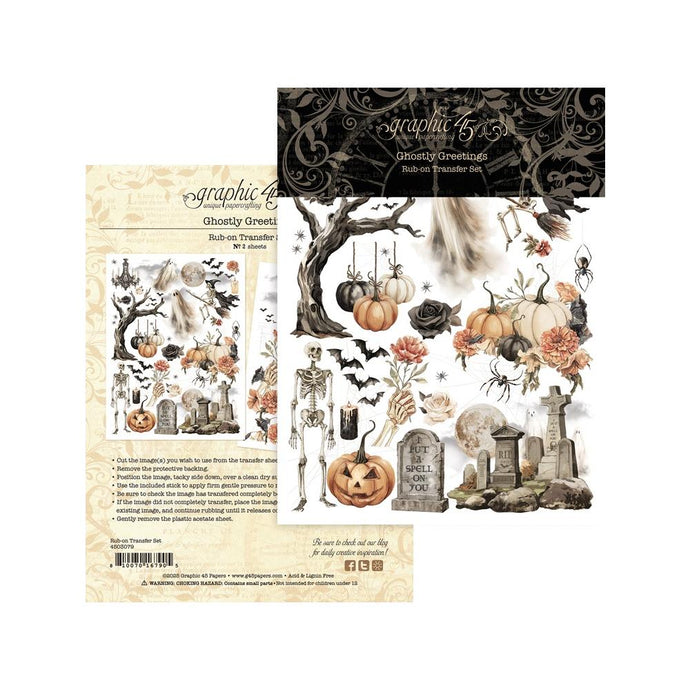Ghostly Greetings rub on transfers by Graphic 45
