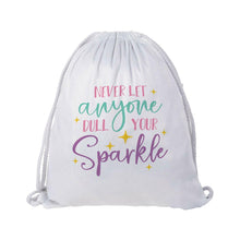 Load image into Gallery viewer, Craft Express 2 Pack Glitter Sublimation Drawstring Backpacks – 13&quot;x16&quot; White with Sparkle Finish