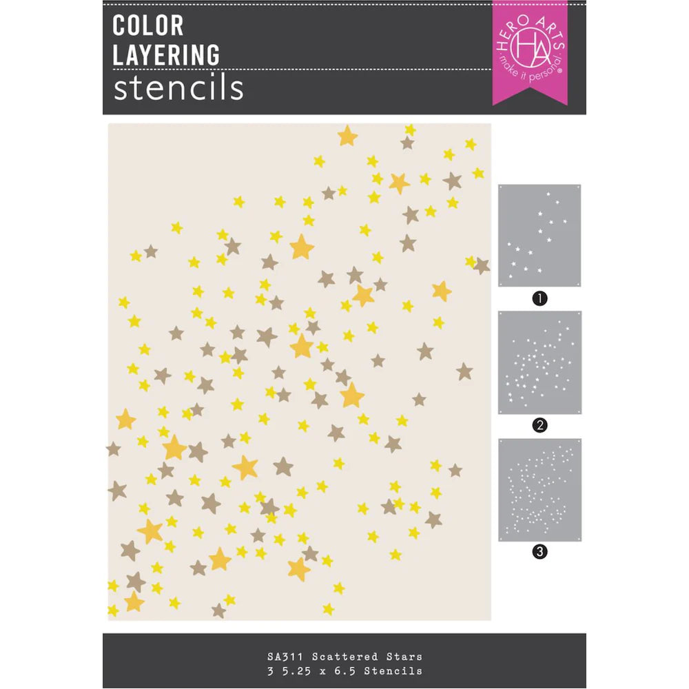 Scattered stars stencil set by Hero Arts