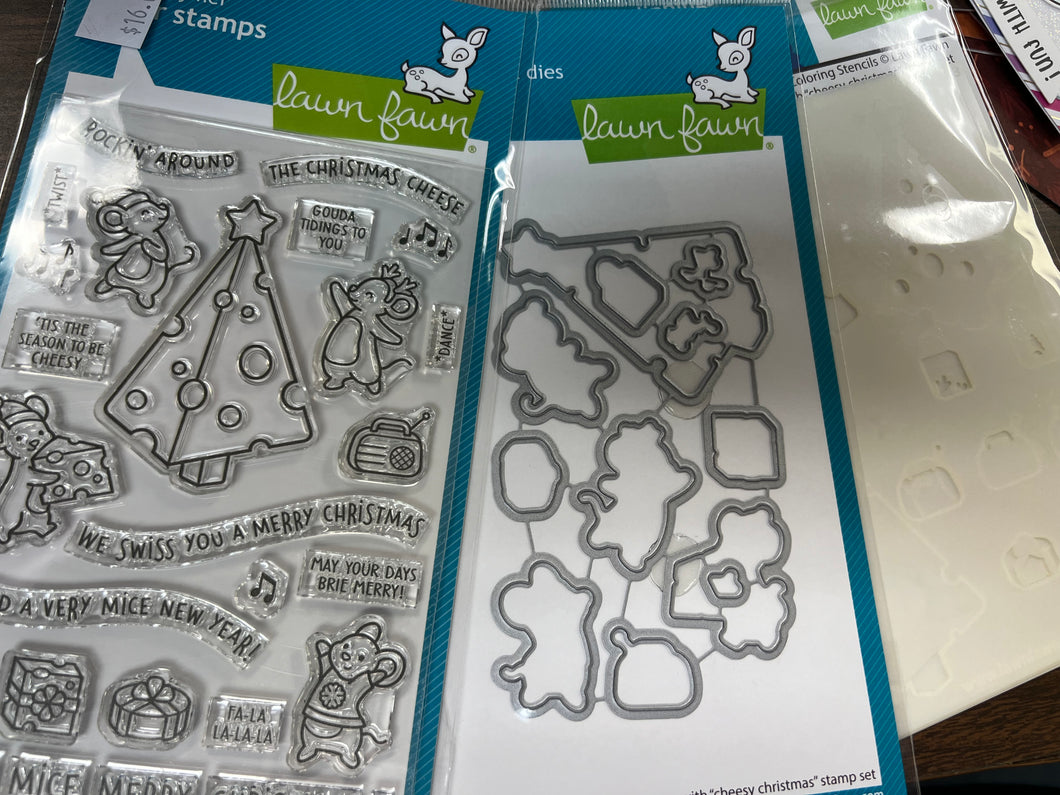 Chessy christmas stencil  die and  stamp by lawn fawn