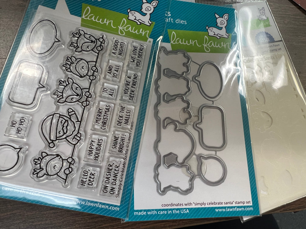 Simple santa stencil die and  stamp by lawn fawn