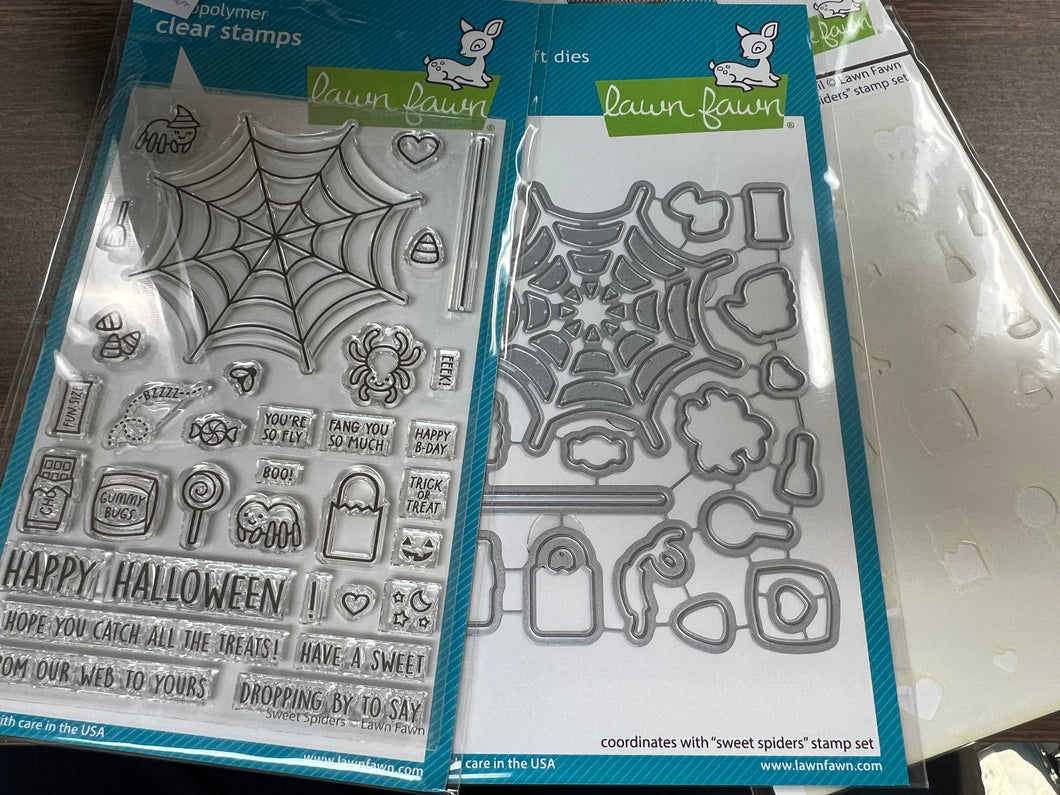 Sweet spiders  stencil die and  stamp by lawn fawn