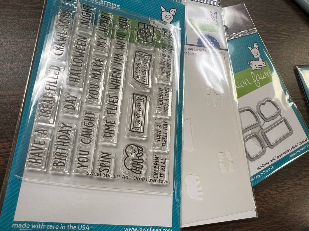 Sweet spider add on stencil die and  stamp by lawn fawn