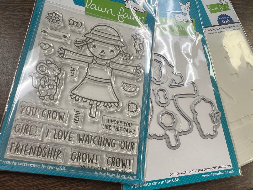 You crow girl stencil stamp die by lawn fawn