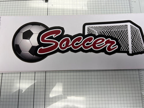 soccer laser cut title sticker