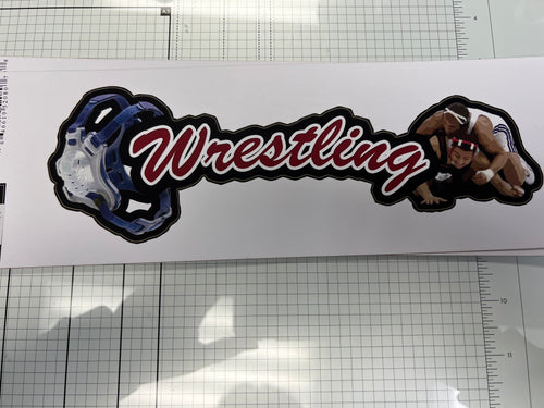 wrestling laser cut title sticker