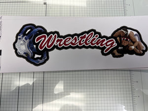 wrestling laser cut title sticker
