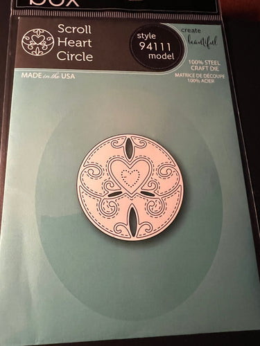 Scroll heart circle die by Memory box