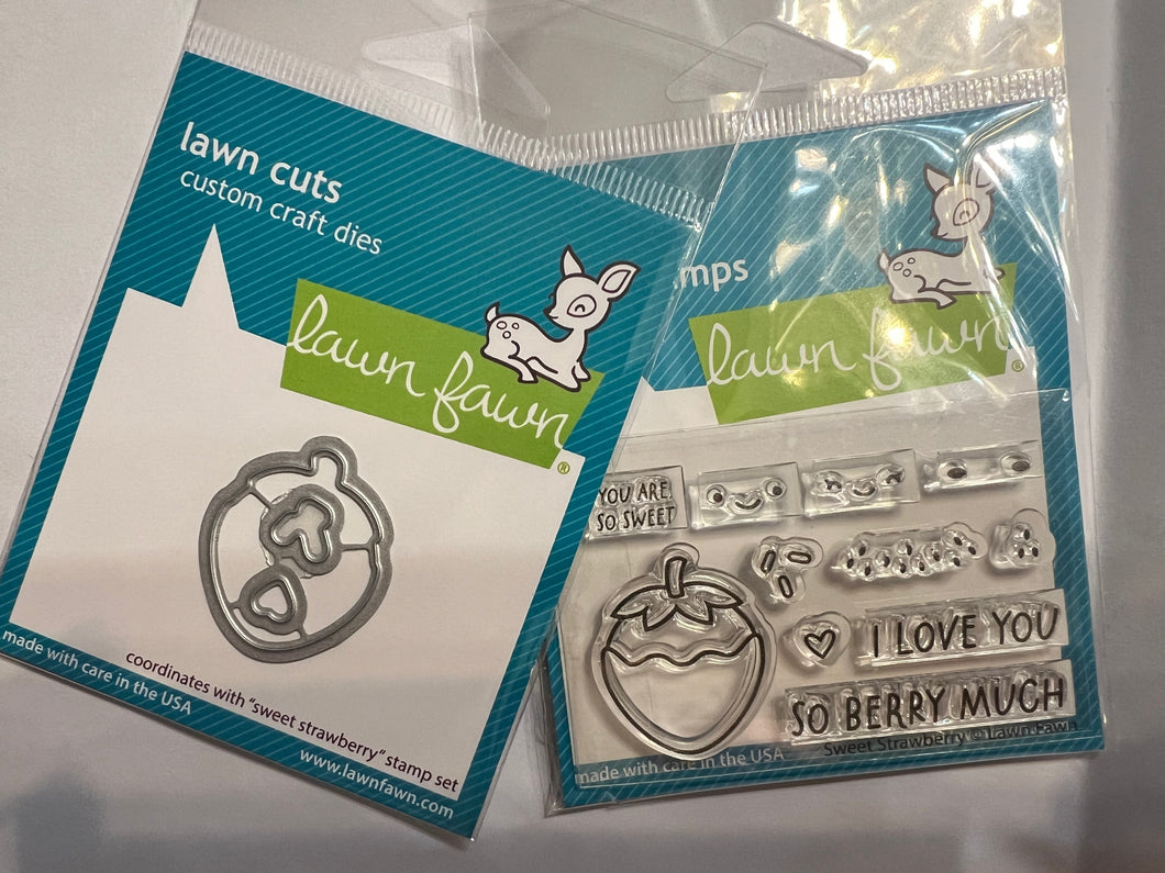 sweet strawberry stamp & die set by Lawn Fawn