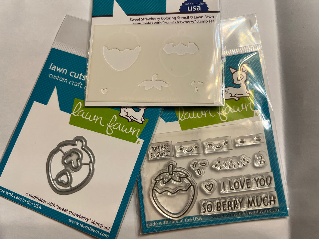 sweet strawberry stencil stamp & die set by Lawn Fawn