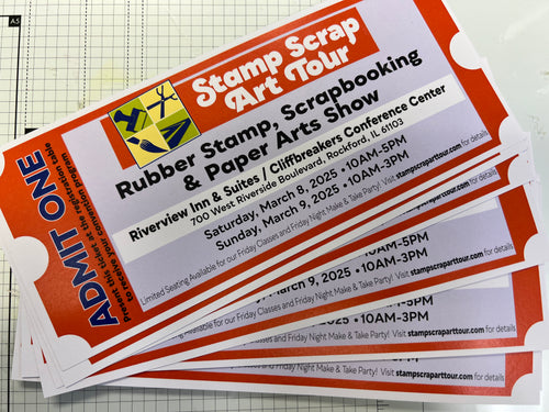 Stamp Scrap art tour ticket Rockford