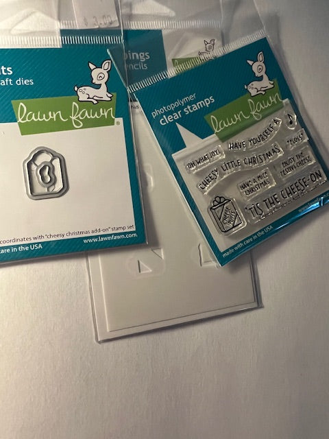 Cheesy Christmas  add on stencil die and  stamp by lawn fawn