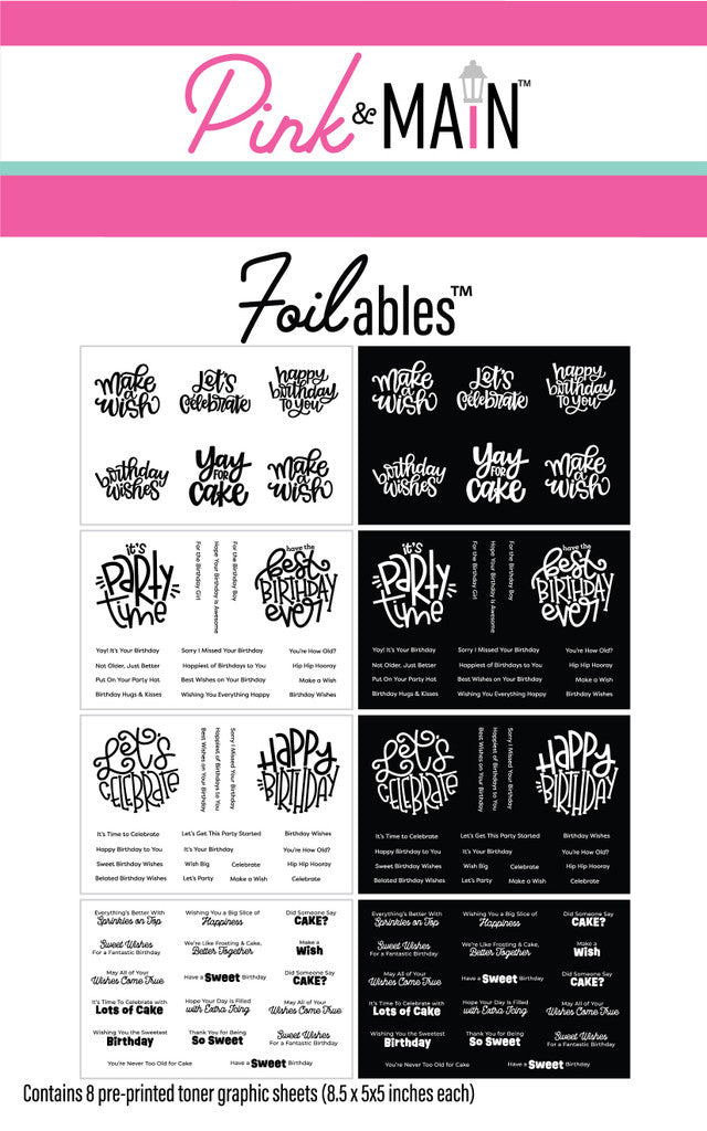 Mega Birthday Sentiments Foilables® Sheets by Pink and Main ...