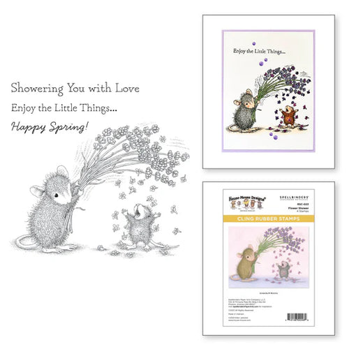 flower shower house mouse stamp by spellbinders