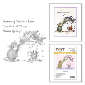 flower shower house mouse stamp by spellbinders