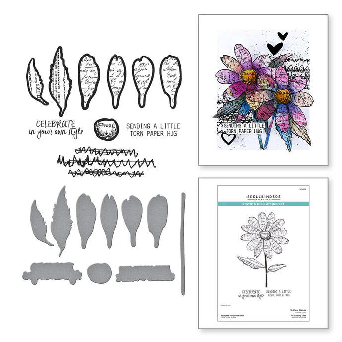 Beautifully imperfect sculpted scripted flowers stamp & die set by spellbinders