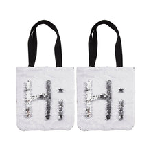 Load image into Gallery viewer, Craft Express 2 Pack Sequin Double-Layer Tote Bags – White &amp; Silver Sublimation Blanksblimation