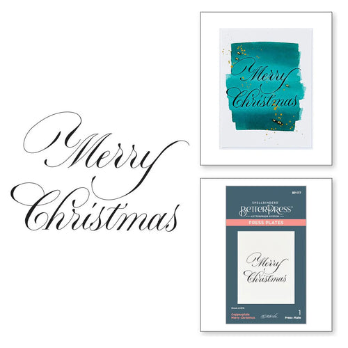Copperplate Merry Christmas press plate by Spellbinders