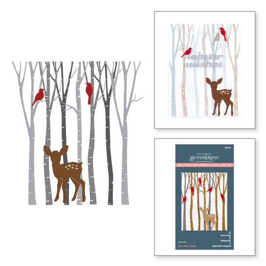 Birch tree betterpress plate & die set by Spellbinders